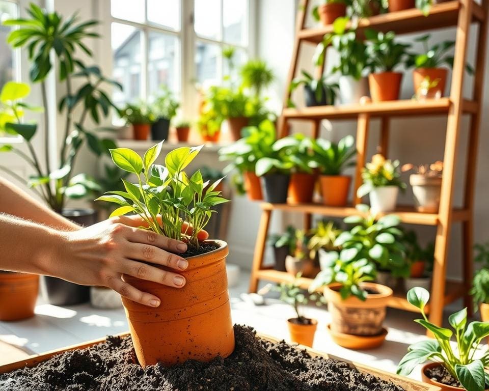 potting indoors plants