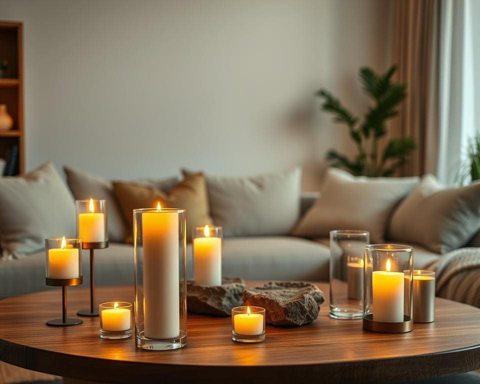 Modern candles to create a warm living atmosphere