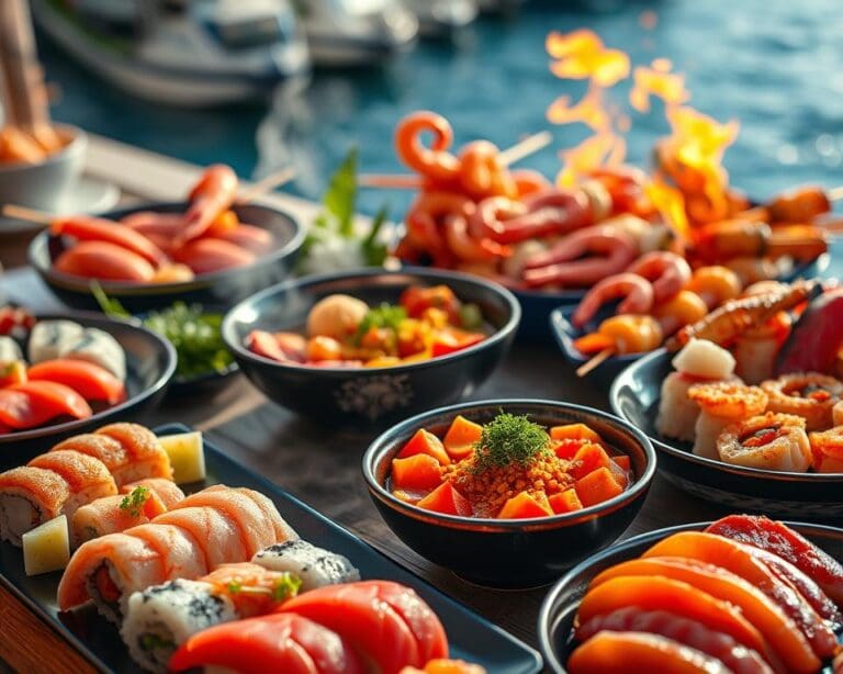 Seafood specialties inspired by global cuisine