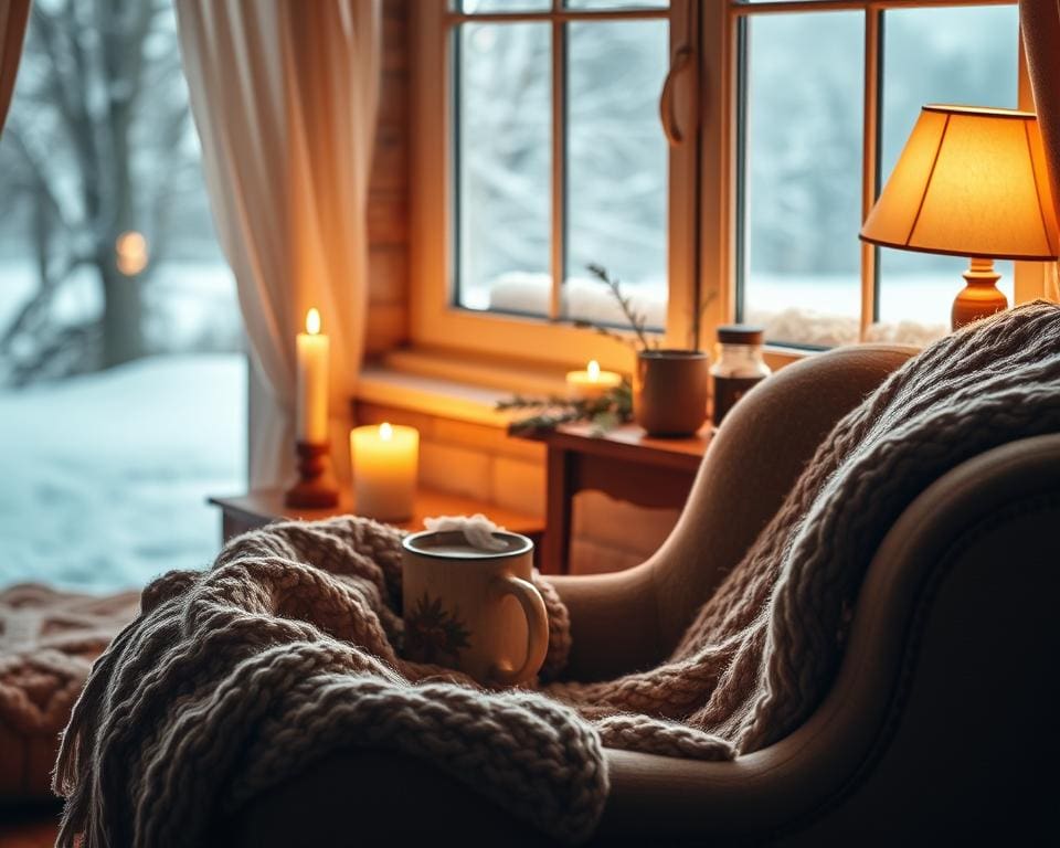warm lighting and winter textures