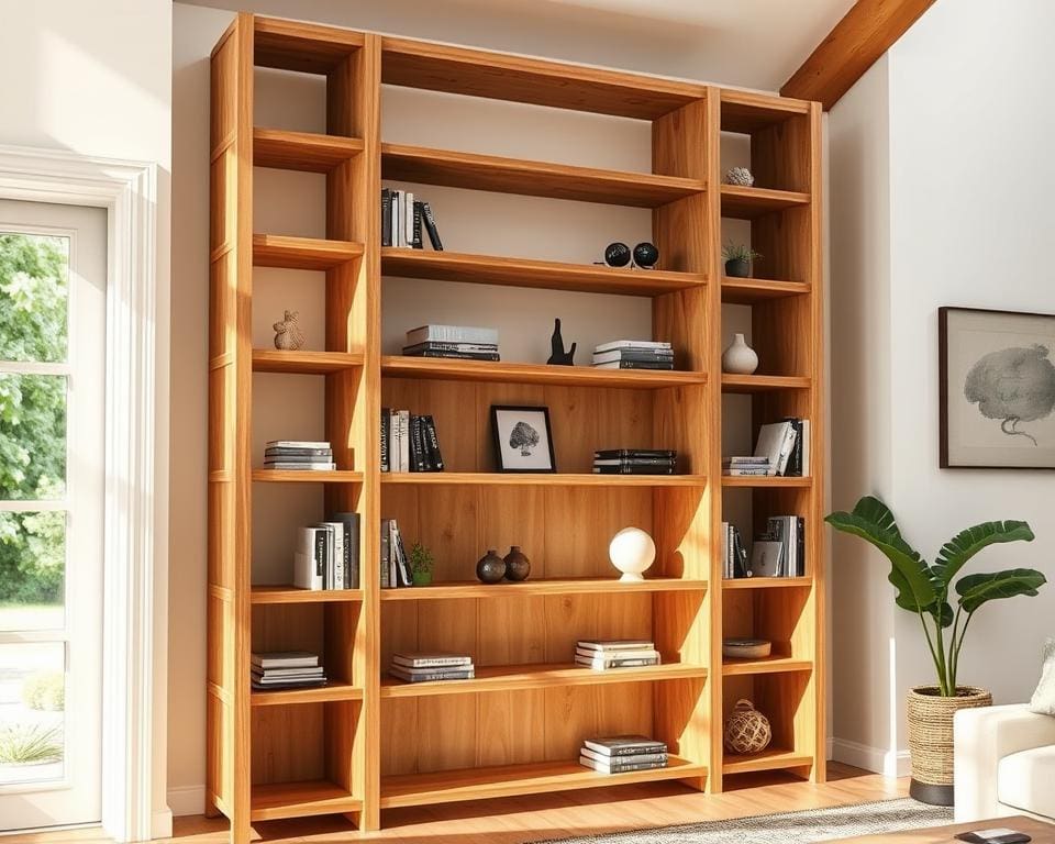 wooden shelf unit