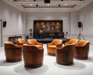 How to use custom barrel seats for business events?