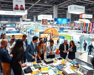 How do marketing teams prepare for international fairs?