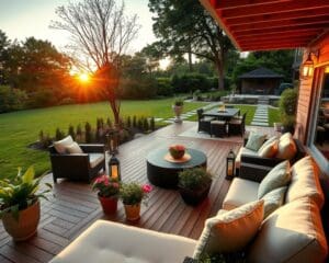 How can garden patios expand outdoor living areas?