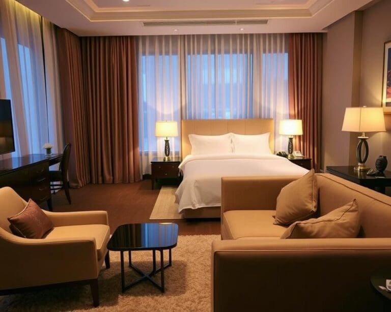 hotel-style bedroom